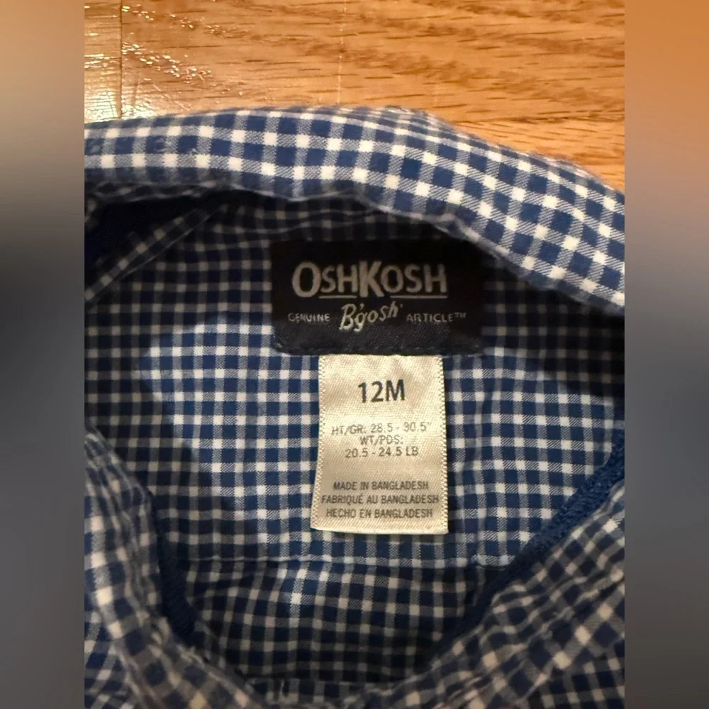 OshKosh B'gosh Navy Checkered Shirt Onesie